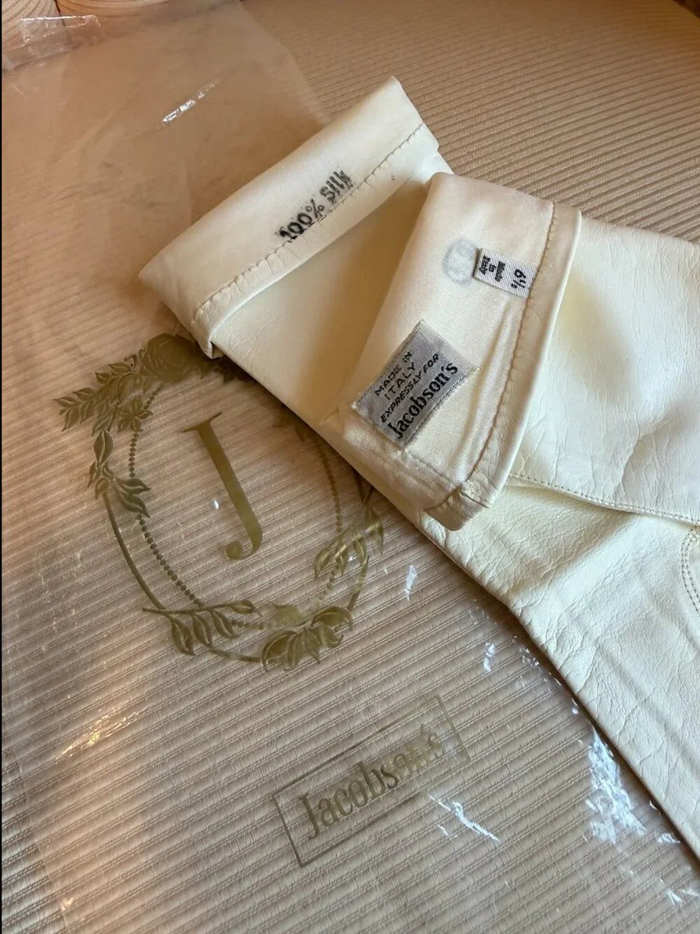 Vintage Jacobson's White Italian Kidskin Leather Opera Gloves - Size 6.5